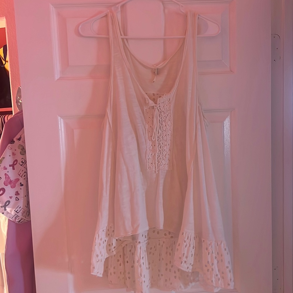 white fp lace flowy top